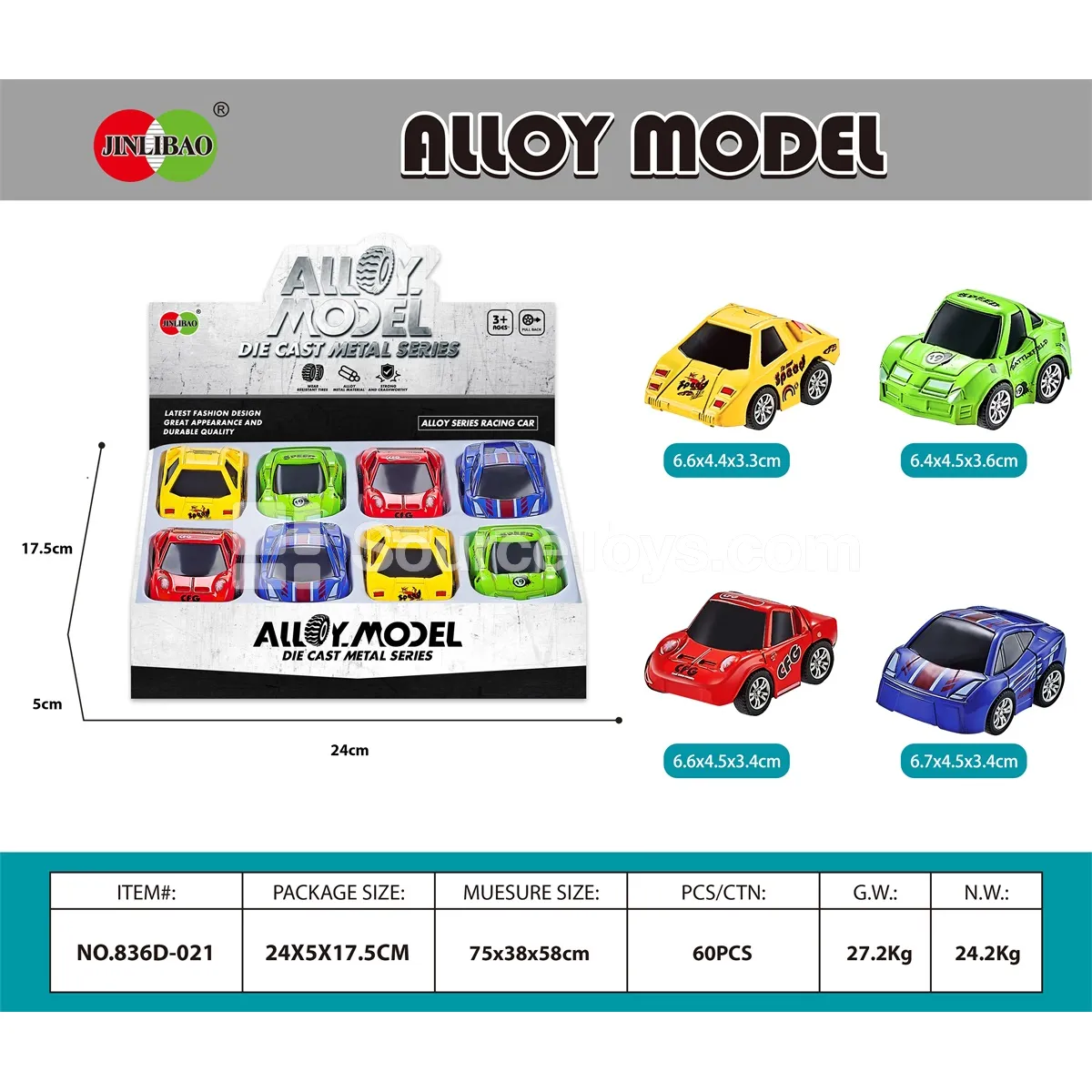 8PCS Flat Display Box Alloy Pull-Back Racing Cars