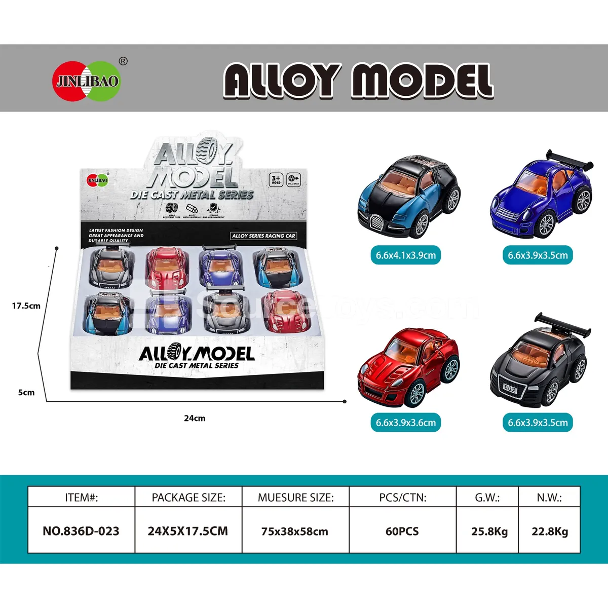 8PCS Flat Display Box Alloy Q-version Pull-back Racing Cars