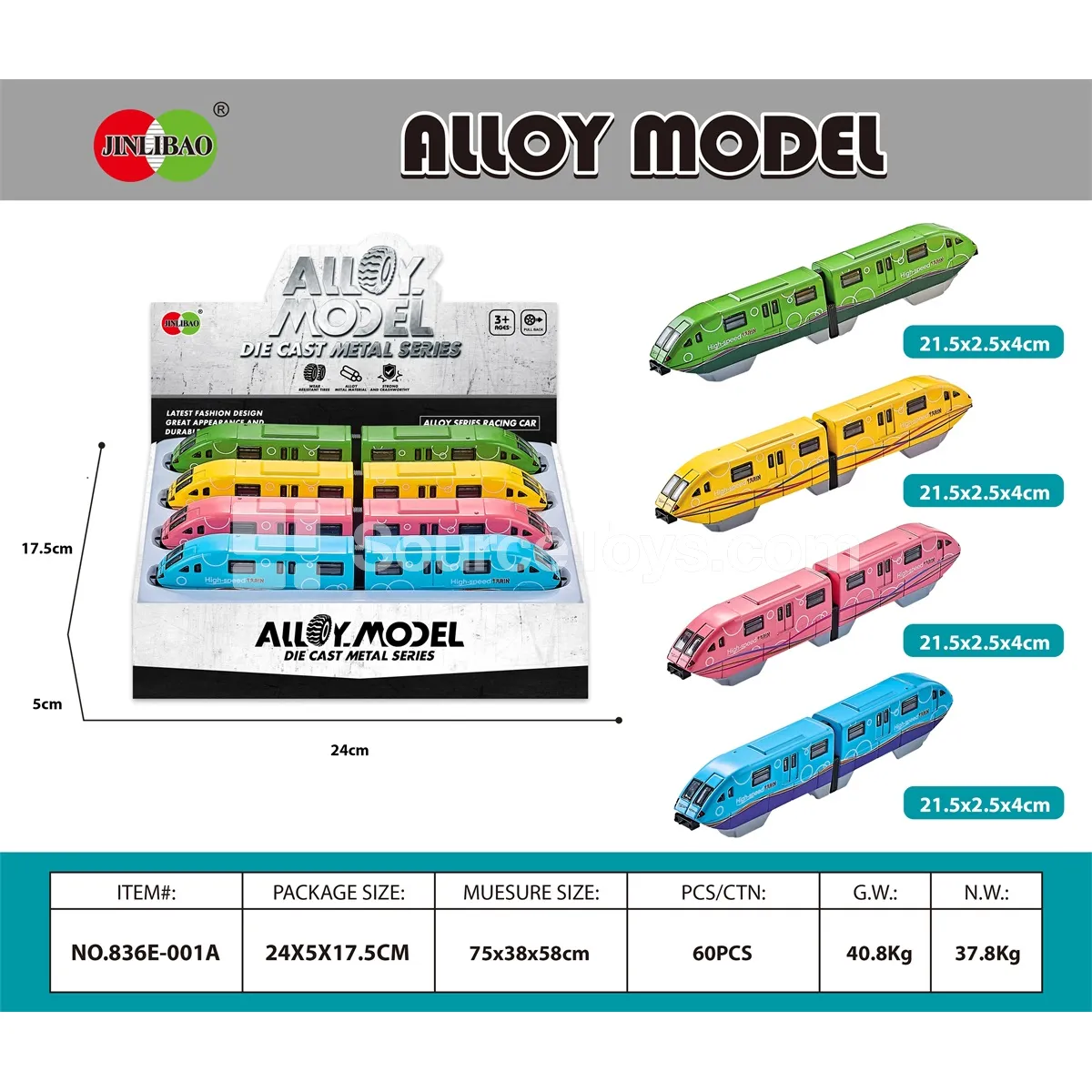 4PCS Sliding Alloy Train 4PCS Sliding Alloy Train