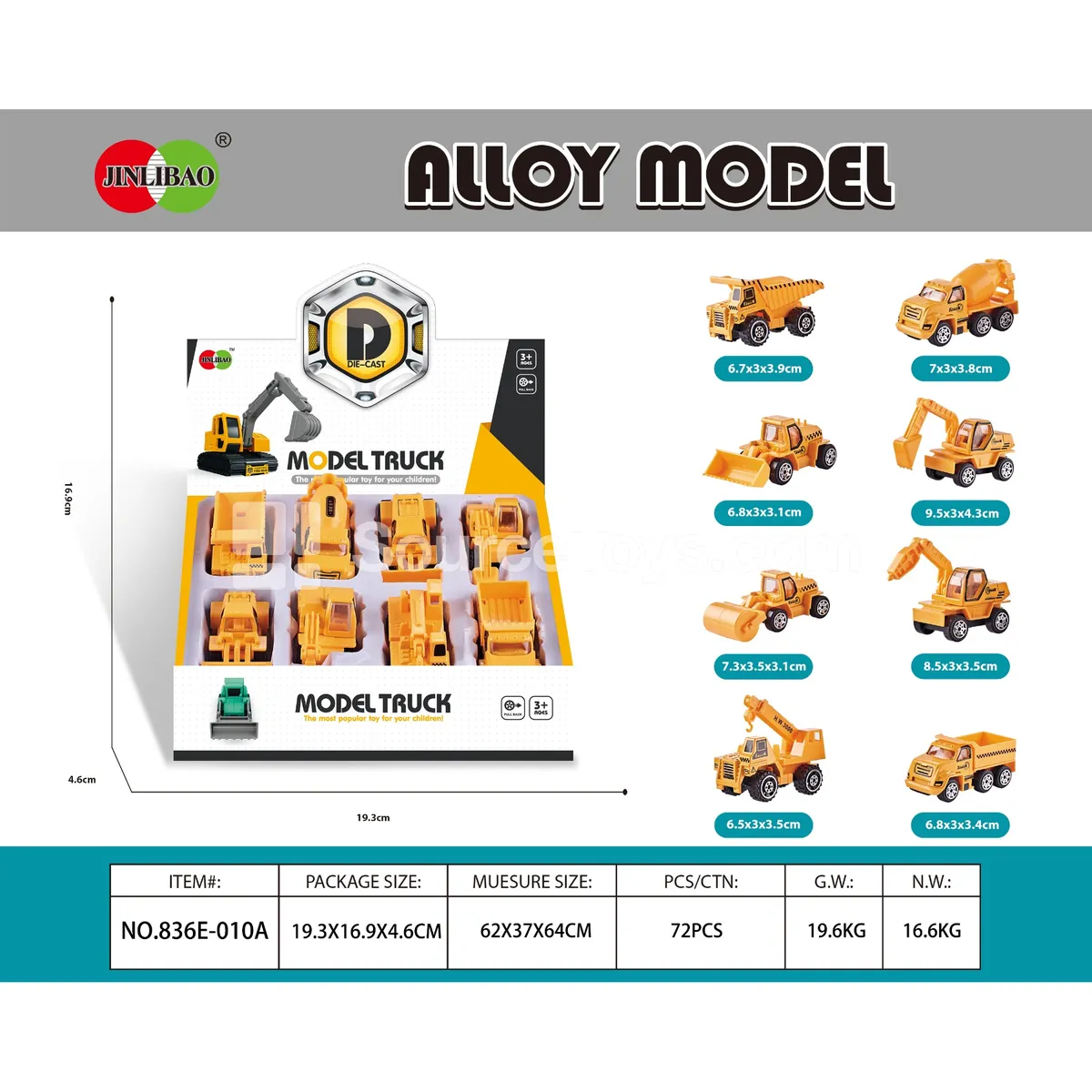 8-Piece Display Box Scooter Alloy Construction Vehicles