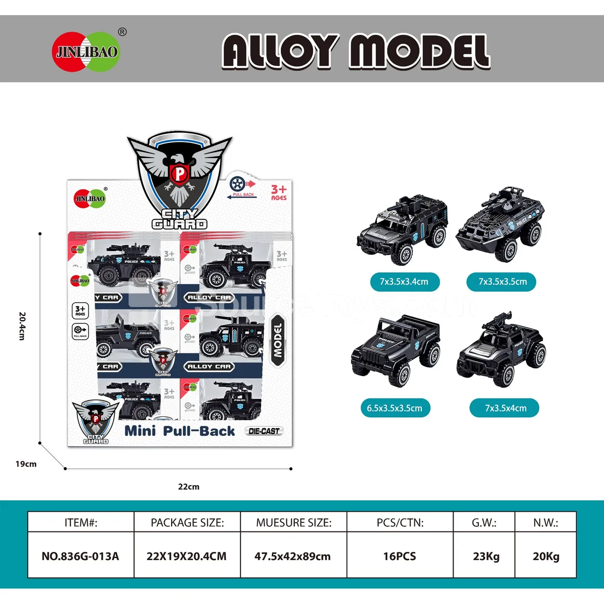 24-Pack Display Box Alloy Police Cars