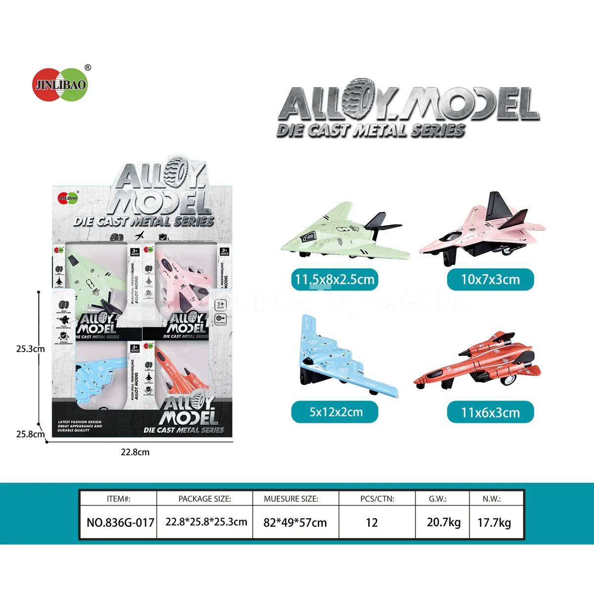 24PCS Display Box Pull-Back Alloy Airplanes