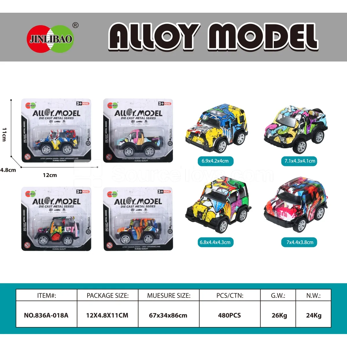 Alloy Cartoon Friction-Powered Off-Road Vehicle