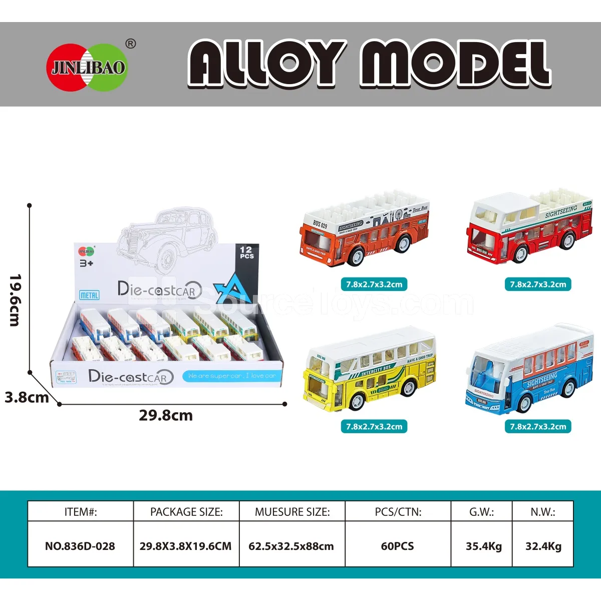 12PCS Alloy Pullback Bus 12PCS Alloy Pullback Bus