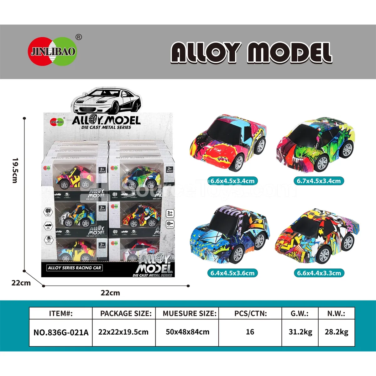 Mini Alloy Pull-Back Graffiti Racing Car (24pcs)