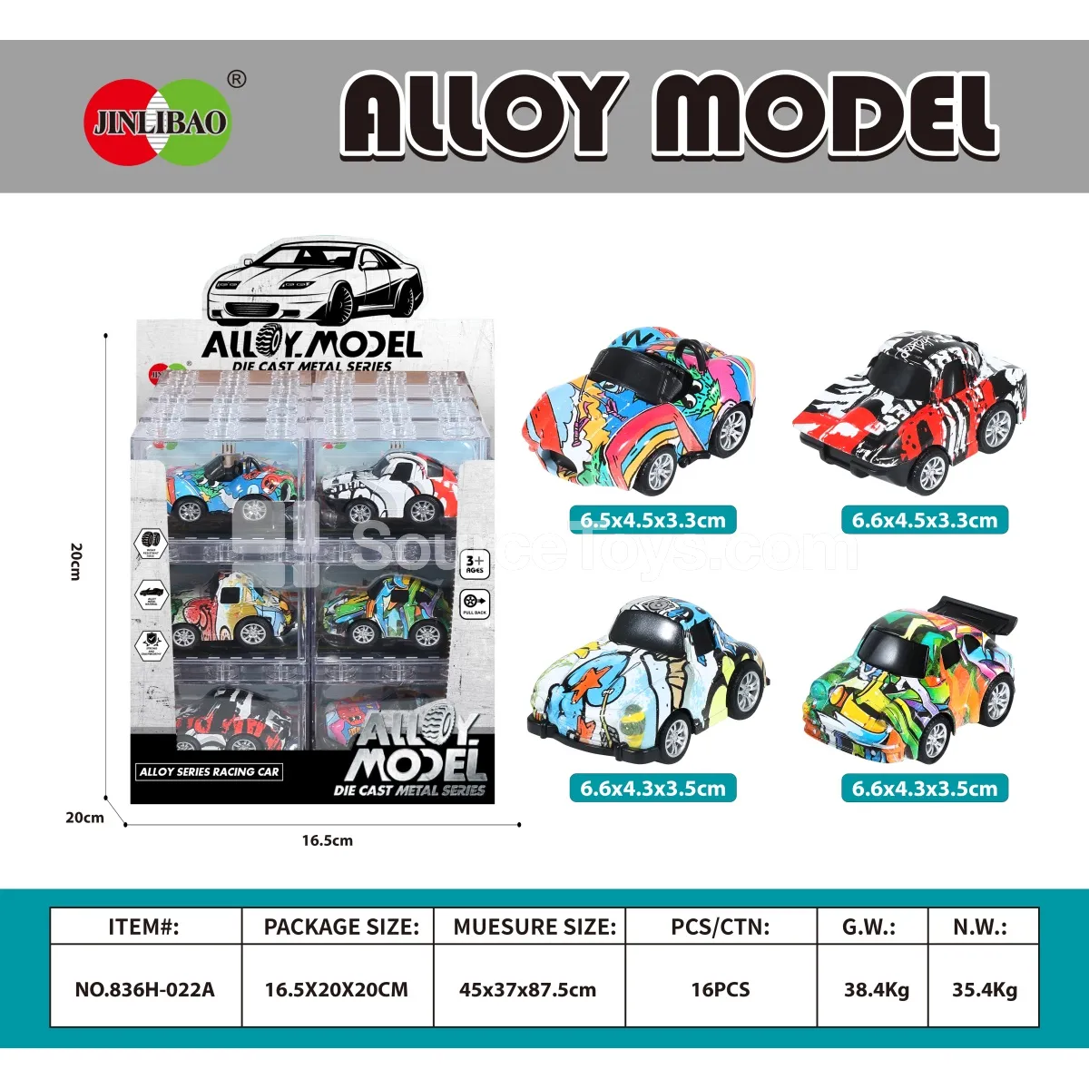 24-PCS ABS Building Blocks Alloy Q-Style Pull-Back Graffiti Racing Car Set