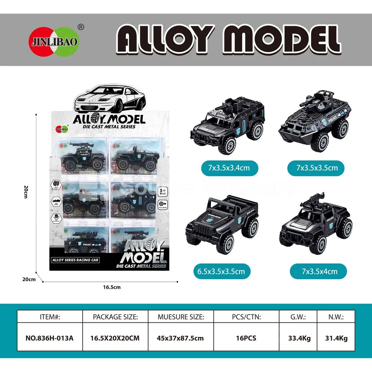 24-Piece ABS Building Blocks & Alloy Police Car Set