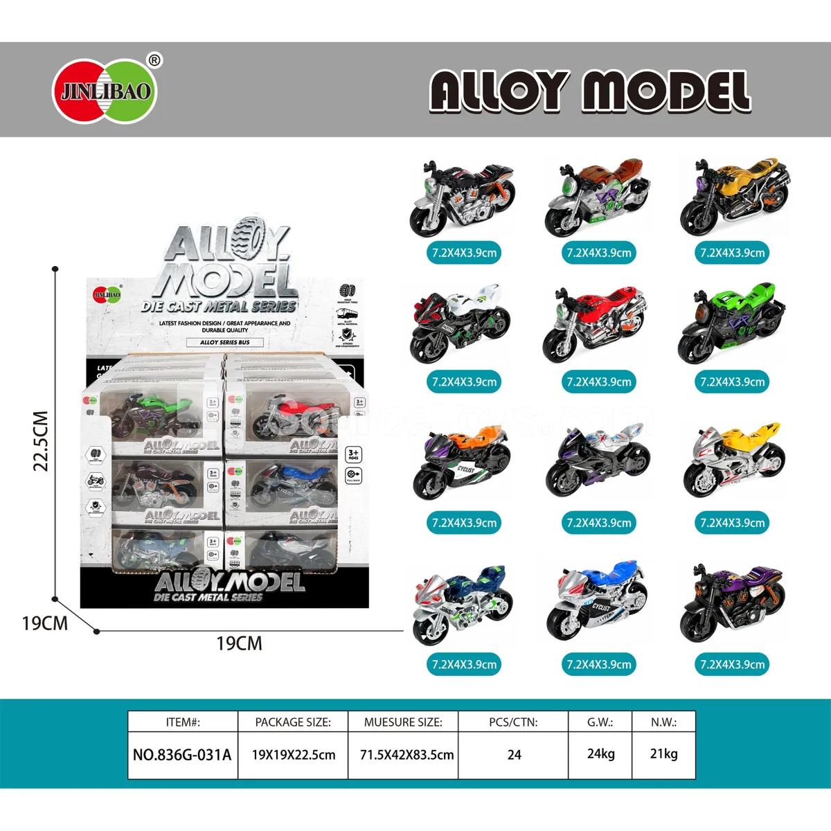 24PCS Display Box Scooter Alloy Motorcycle