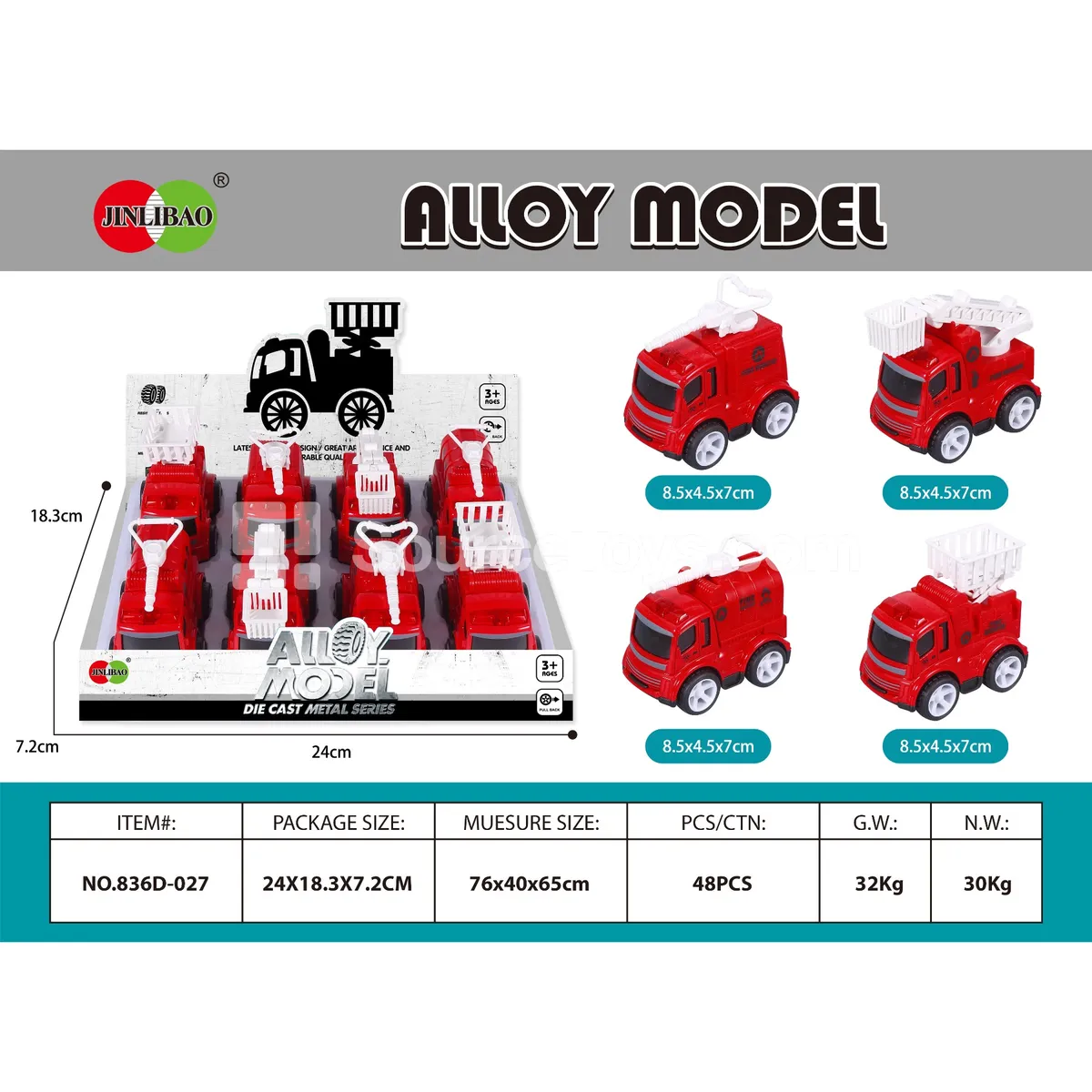 8pcs Display Box Alloy Friction Fire Truck Set 8pcs Display Box Alloy Friction Fire Truck Set
