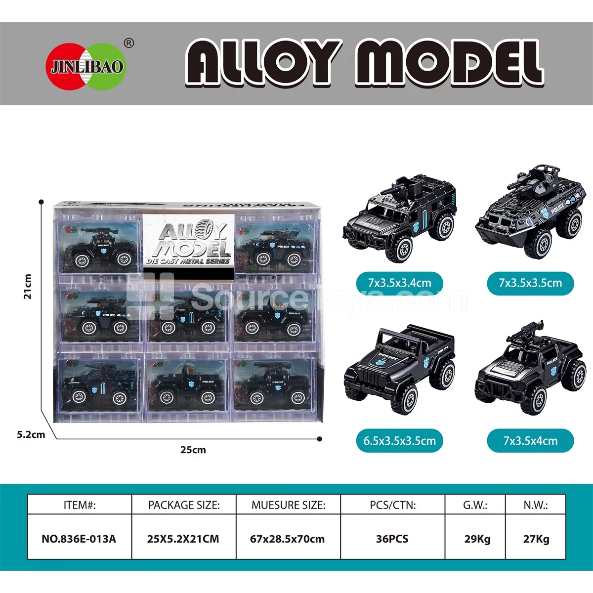 8PCS Building Blocks Window Box Scooter Alloy Police Car
