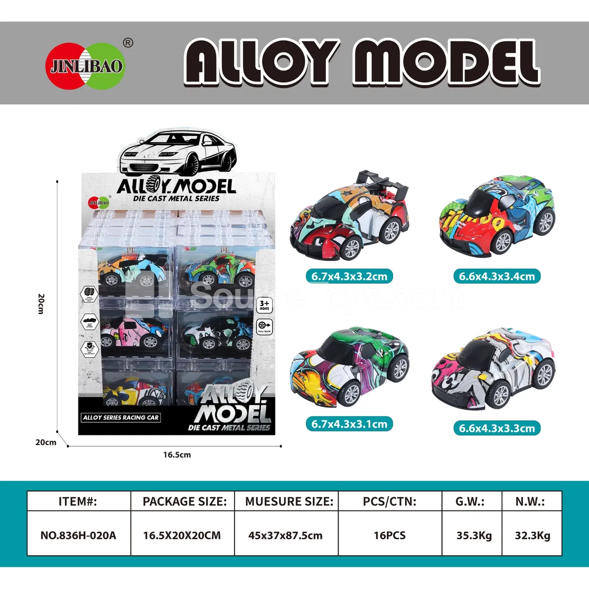 24-Piece Building Block Set with Q-Design Alloy Pull-Back Graffiti Sports Car