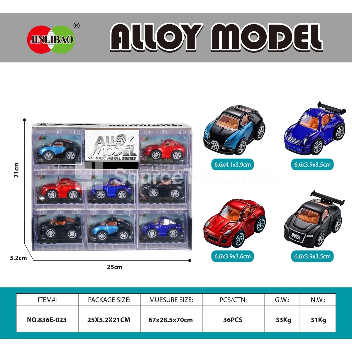 8PCS Building Blocks Window Box Alloy Q-version Pullback Sports Cars