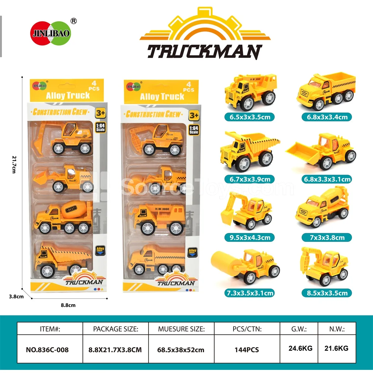 4PCS Window Box Pull-Back Alloy Construction Vehicles 4PCS Window Box Pull-Back Alloy Construction Vehicles