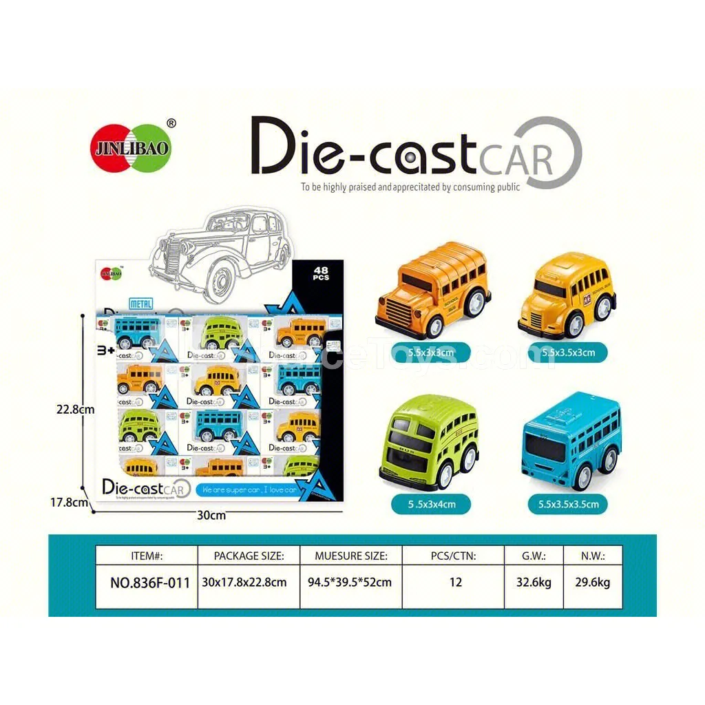 48pcs Display Box Mini Pullback Alloy School Bus 48pcs Display Box Mini Pullback Alloy School Bus