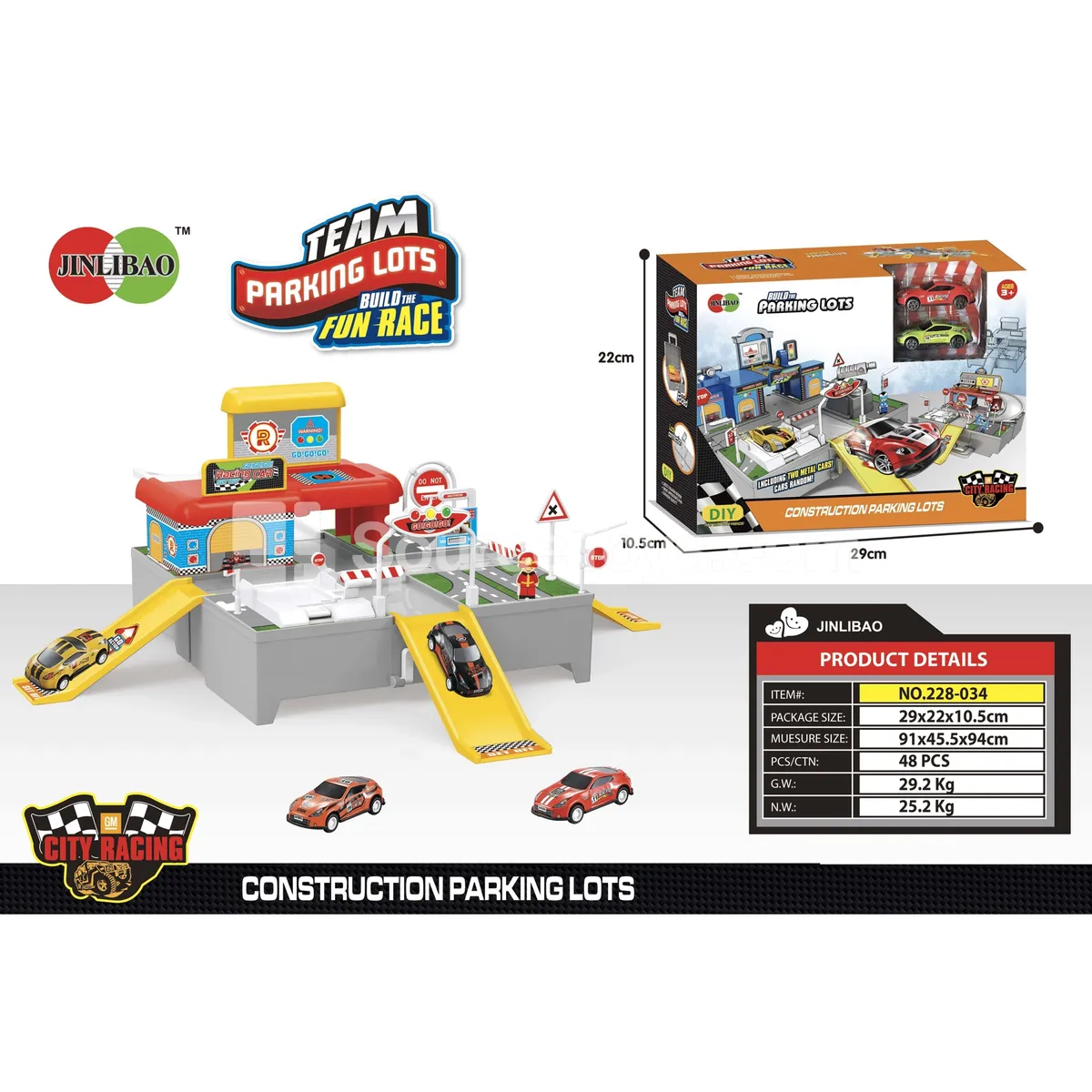 Orange Racing Scene Metal Cars (2 PCS)