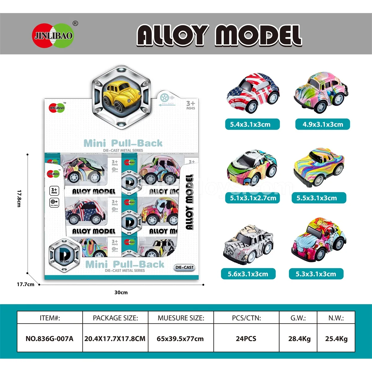 24PCS Display Box Mini Cartoon Pullback Alloy Cars 24PCS Display Box Mini Cartoon Pullback Alloy Cars