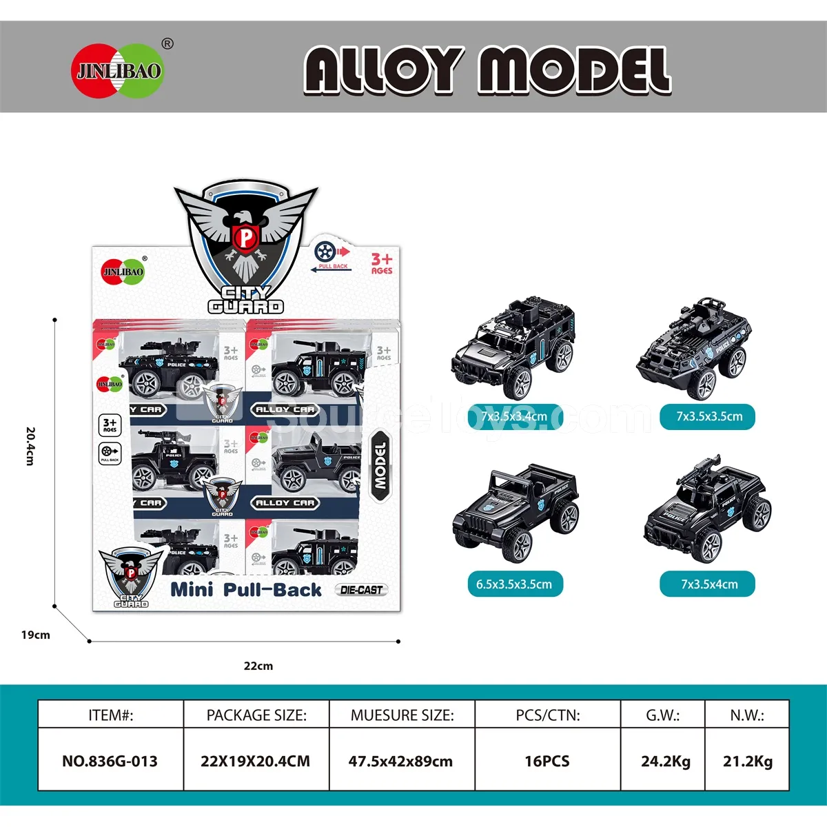 24PCS Display Box Alloy Pullback Police Cars 24PCS Display Box Alloy Pullback Police Cars