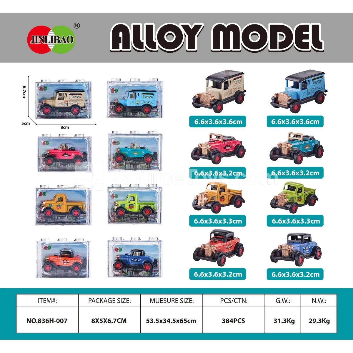 Pull-back Alloy Vintage Car Building Block Set