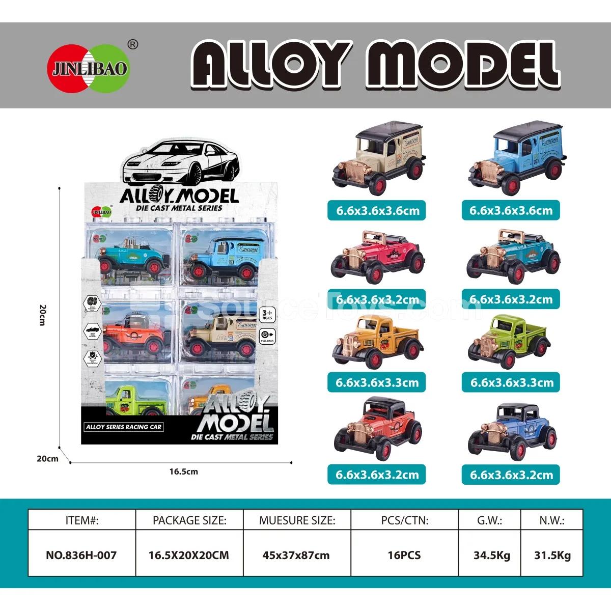 24PCS ABS Building Blocks & Pullback Alloy Vintage Car Set