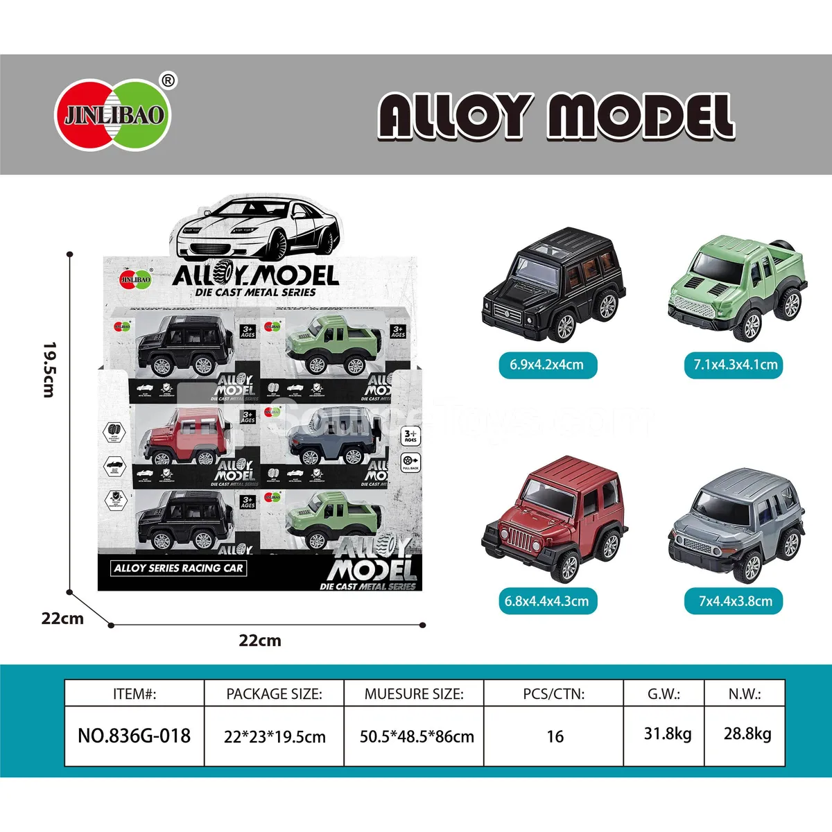 24pcs Display Box Alloy Q Version Pullback Off-Road Car 24pcs Display Box Alloy Q Version Pullback Off-Road Car