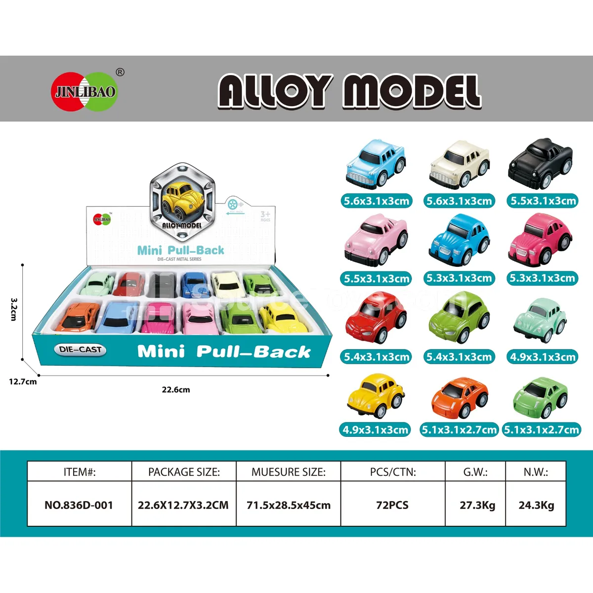 12pcs Display Box Mini Friction Alloy Cars 12pcs Display Box Mini Friction Alloy Cars