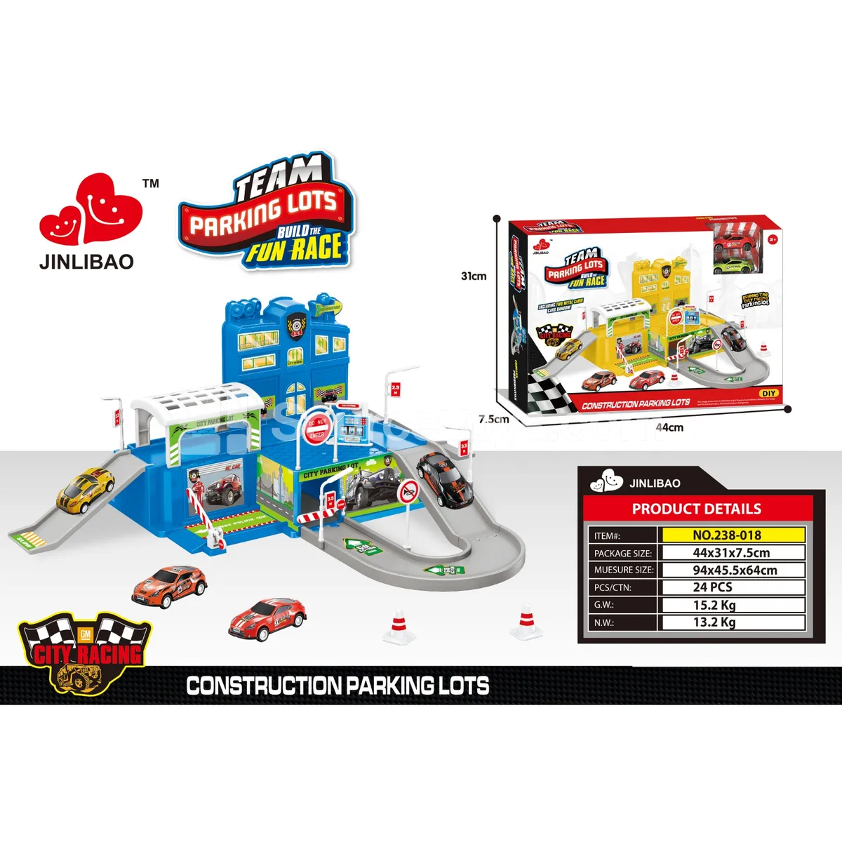 Engineering Police Racing Parking Lot with 2 Metal Cars Engineering Police Racing Parking Lot with 2 Metal Cars
