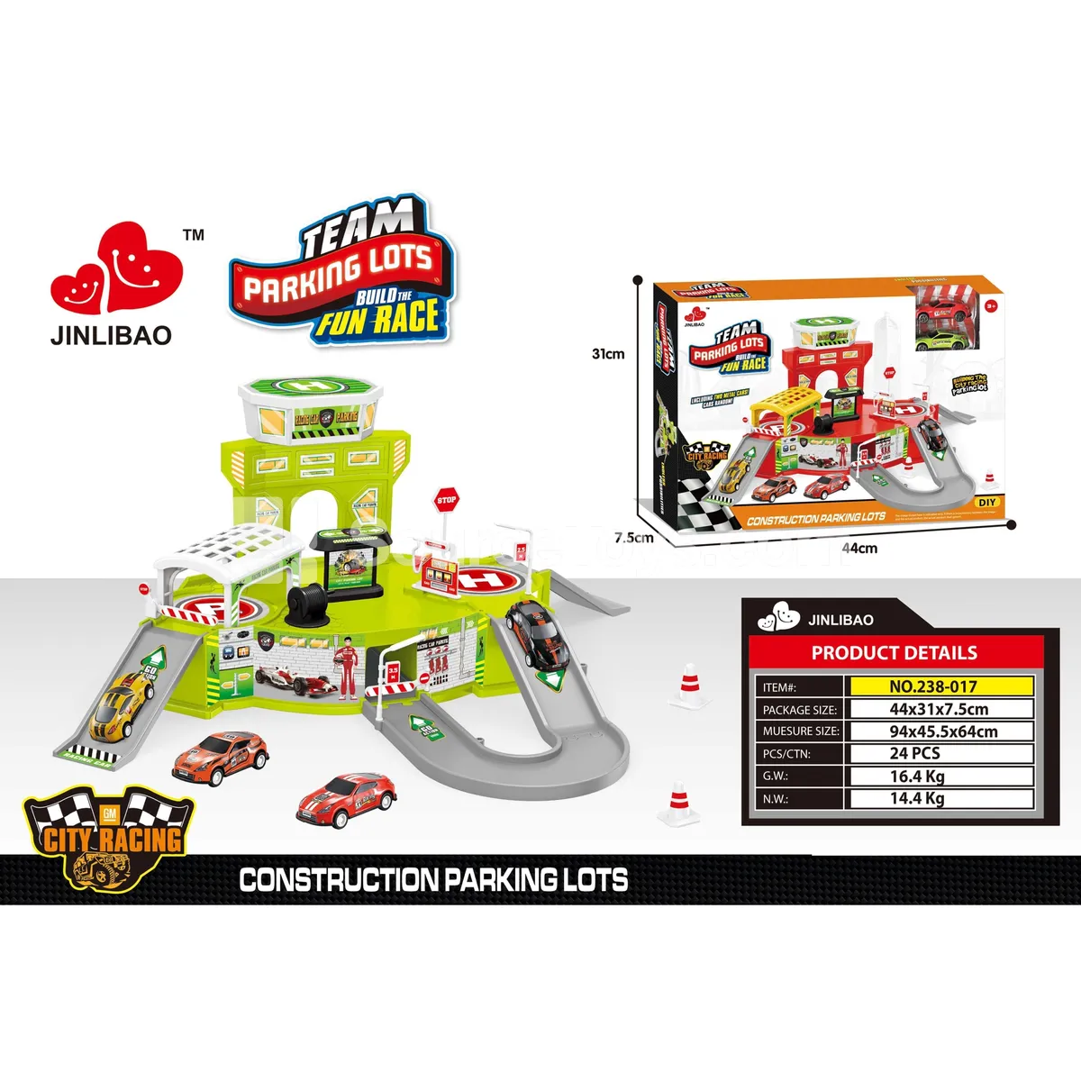 Fire City Triumphal Arch Racing Parking Lot with 2 Metal Cars Fire City Triumphal Arch Racing Parking Lot with 2 Metal Cars