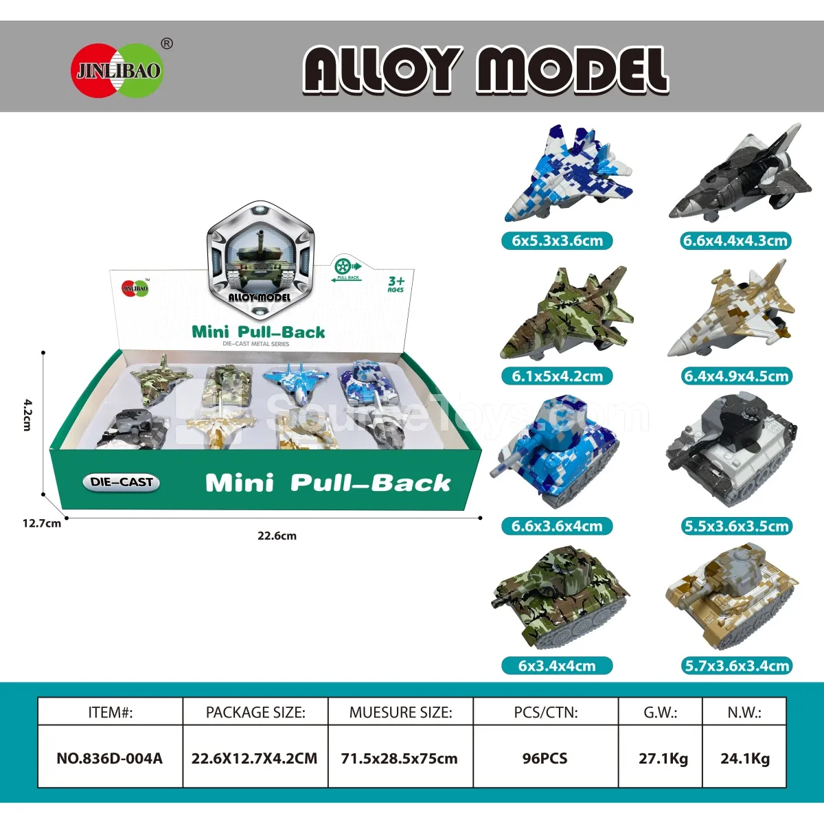 Mini Pull-Back Alloy Fighter & Tank Set (8pcs/Display Box) Mini Pull-Back Alloy Fighter & Tank Set (8pcs/Display Box)