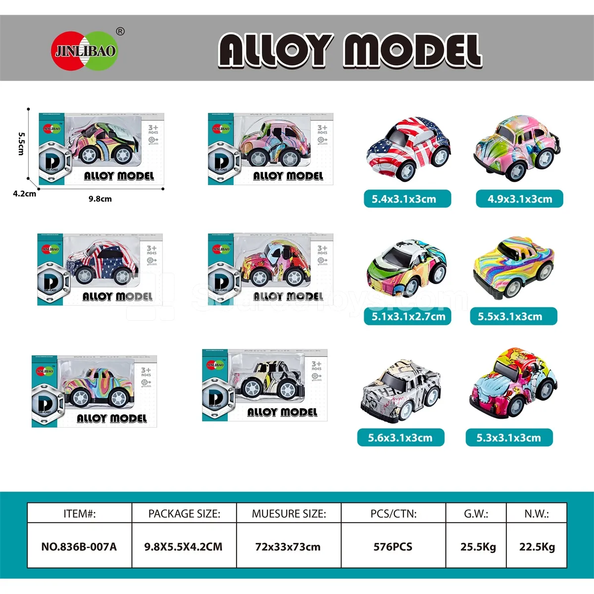 Mini Q-Style Graffiti Pullback Alloy Car