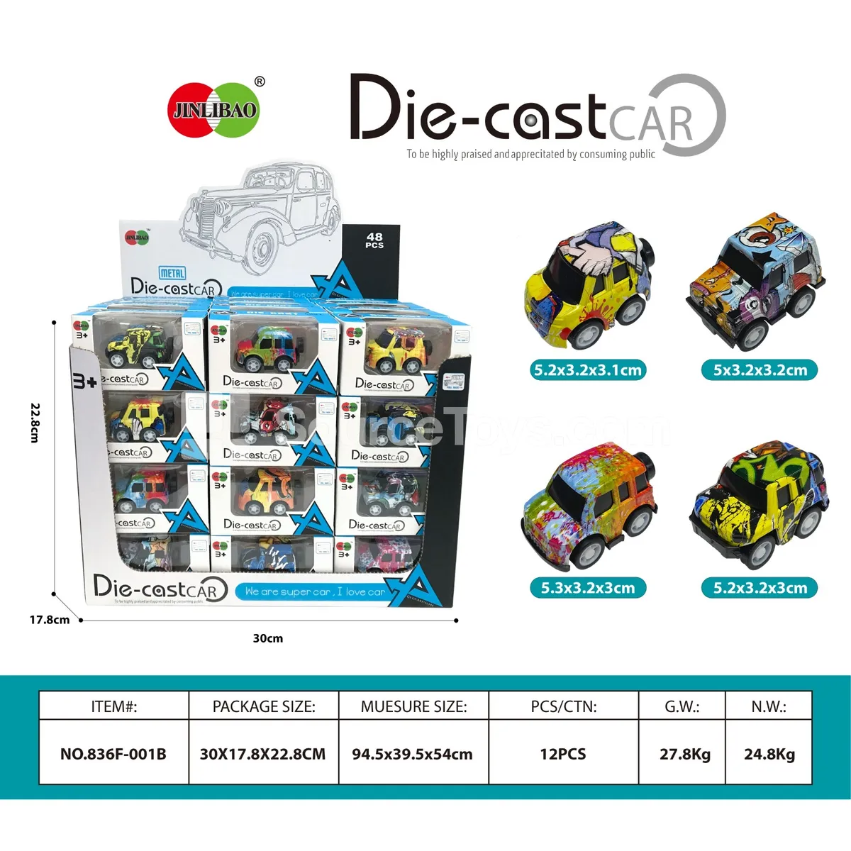 48PCS Display Box Mini Graffiti Pullback Alloy Cars 48PCS Display Box Mini Graffiti Pullback Alloy Cars