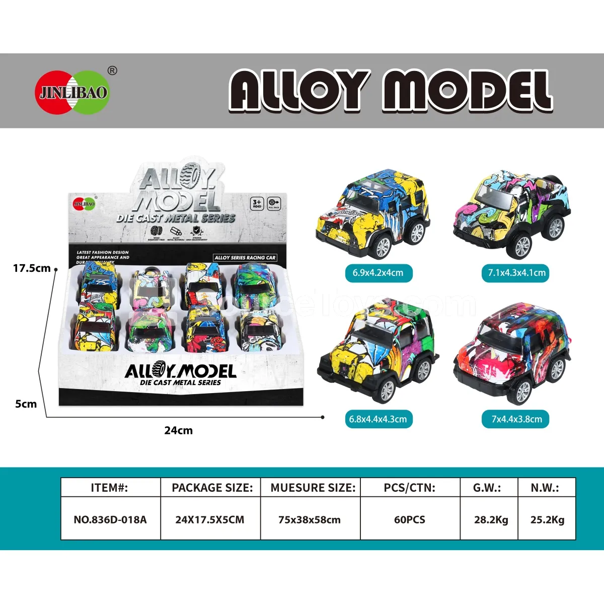 8-Pack Display Box Alloy Q-Style Pushback Graffiti Off-Road Vehicle 8-Pack Display Box Alloy Q-Style Pushback Graffiti Off-Road Vehicle