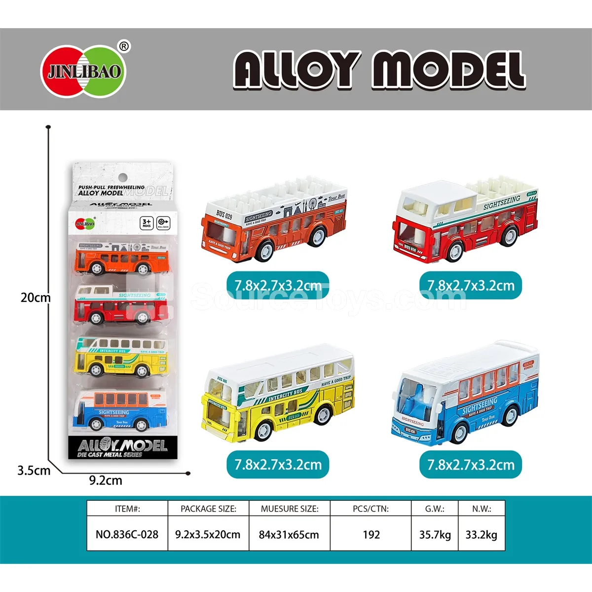 4PCS Window Box Pull-Back Alloy Bus 4PCS Window Box Pull-Back Alloy Bus