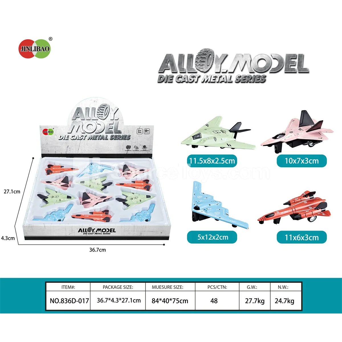 12pcs/Flat Display Box Pull-Back Alloy Aircraft