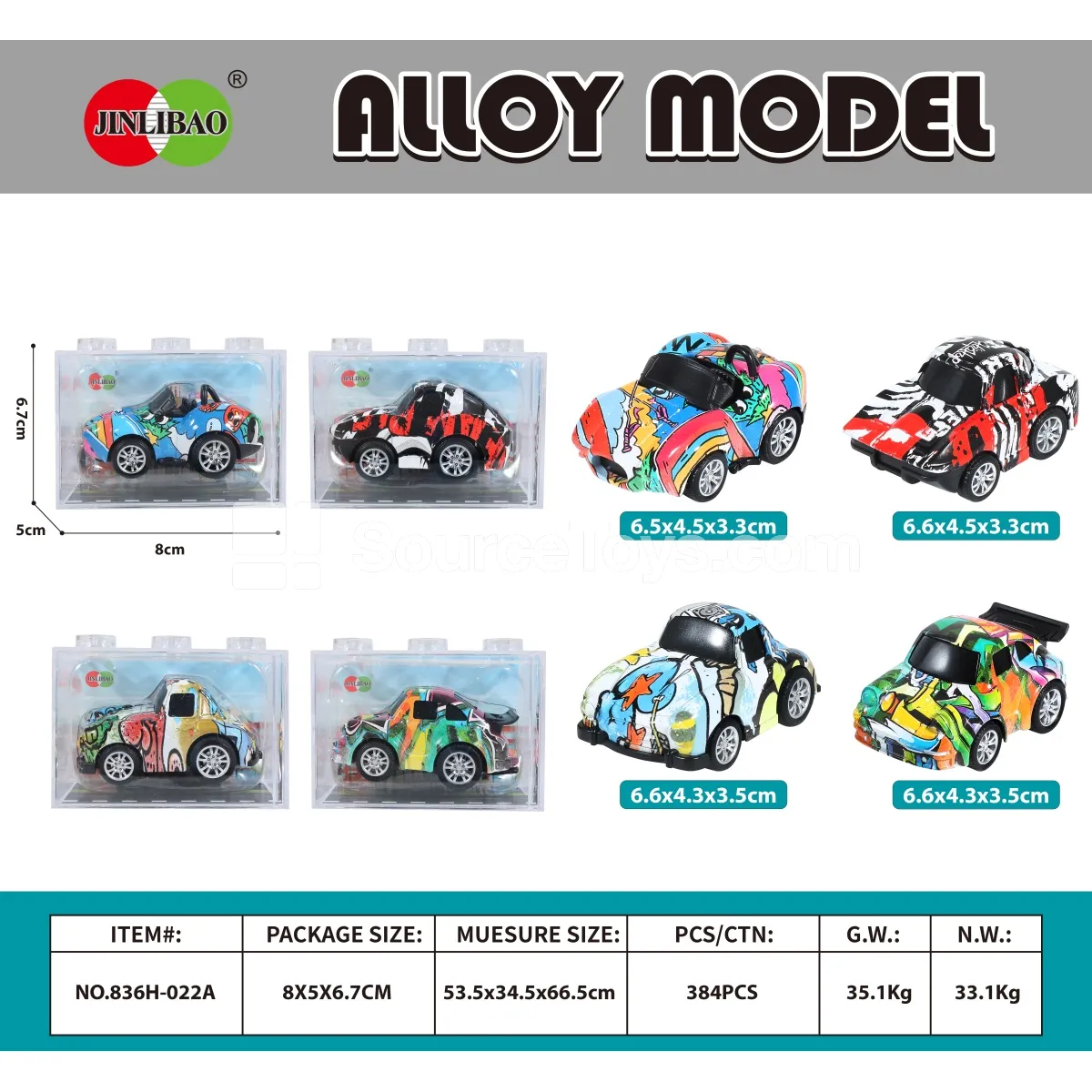 Die-cast Pullback Graffiti Sports Car Building Block Set