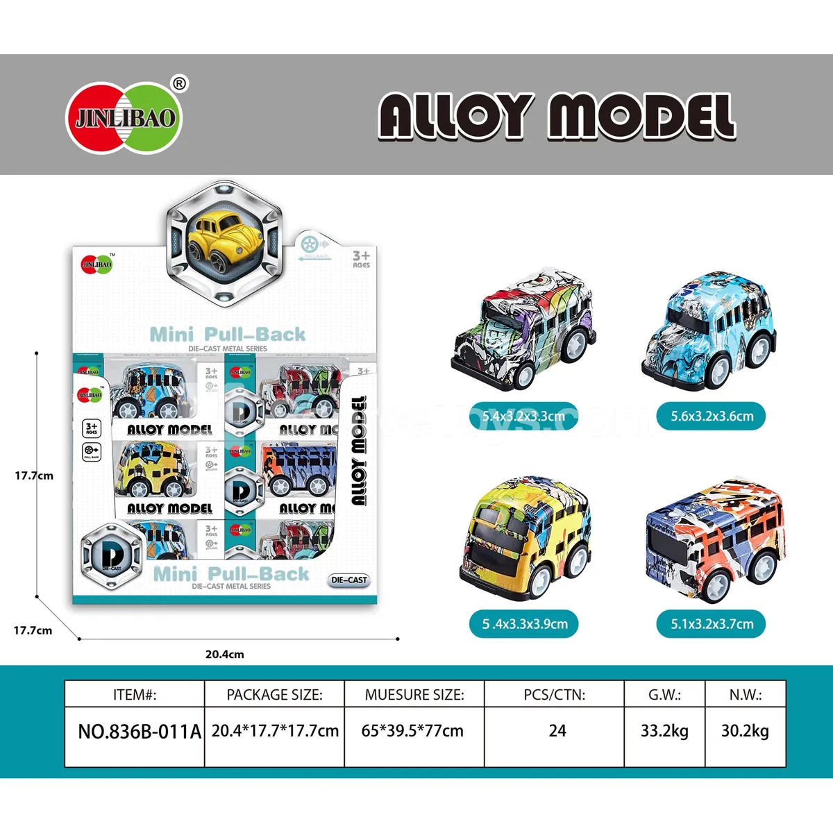 24PCS Display Box Mini Graffiti Pullback Alloy School Bus 24PCS Display Box Mini Graffiti Pullback Alloy School Bus
