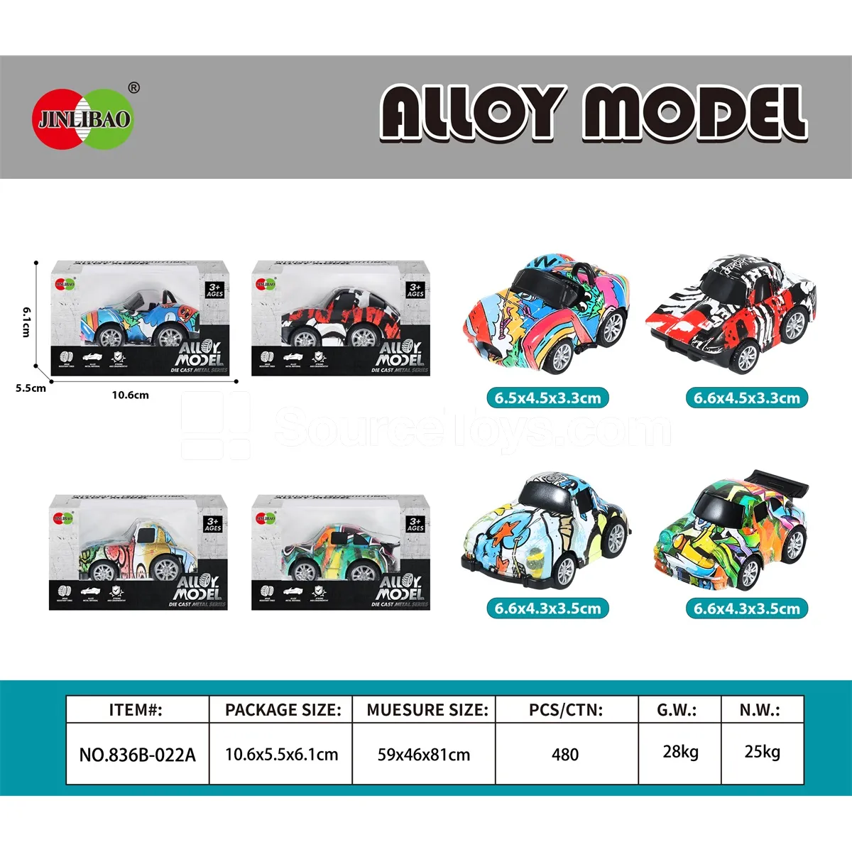 1 PCS Window Box Alloy Q-version Friction-powered Graffiti Sports Car