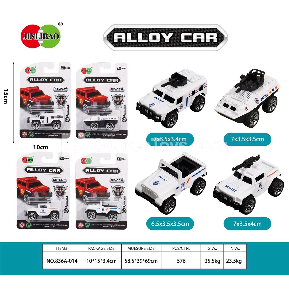 Alloy Friction-Powered Police Car