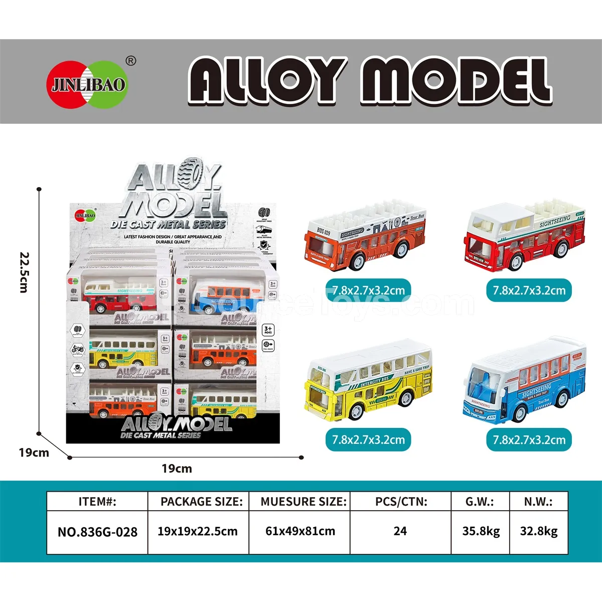 24PCS Display Box Alloy Pullback Bus 24PCS Display Box Alloy Pullback Bus