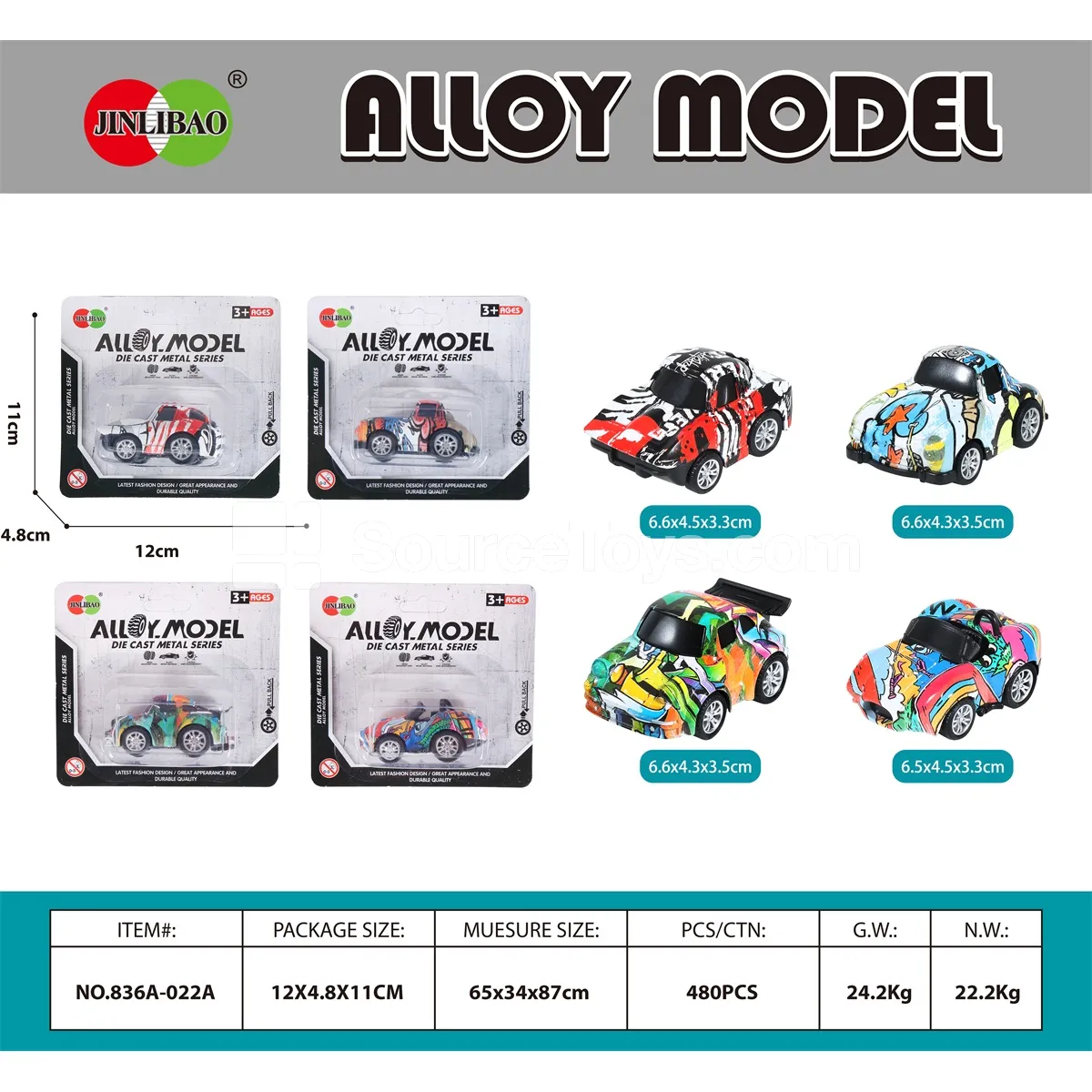 Alloy Q-Scale Friction-Powered Graffiti Sports Car