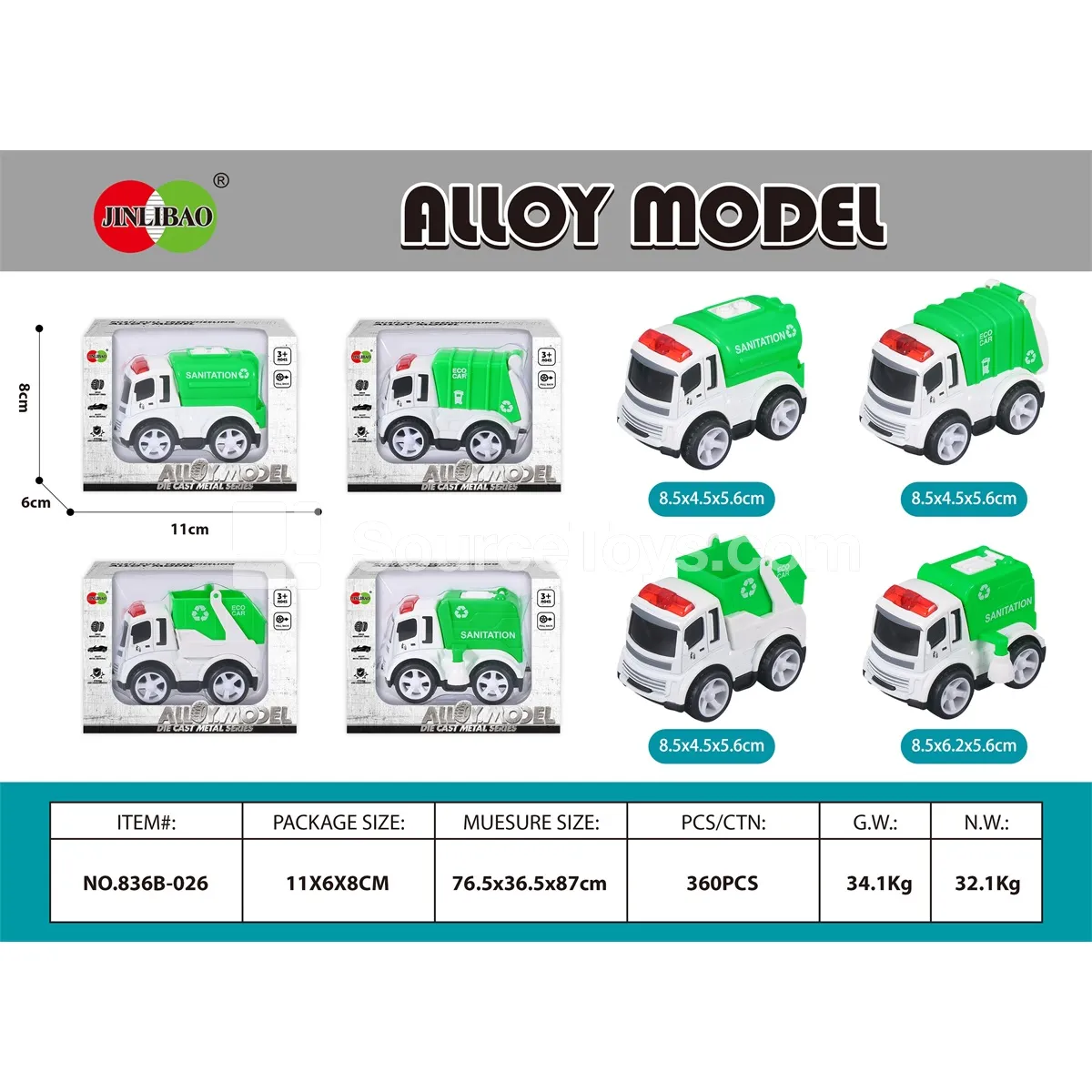 Alloy Pull-Back City Sanitation Trucks Alloy Pull-Back City Sanitation Trucks