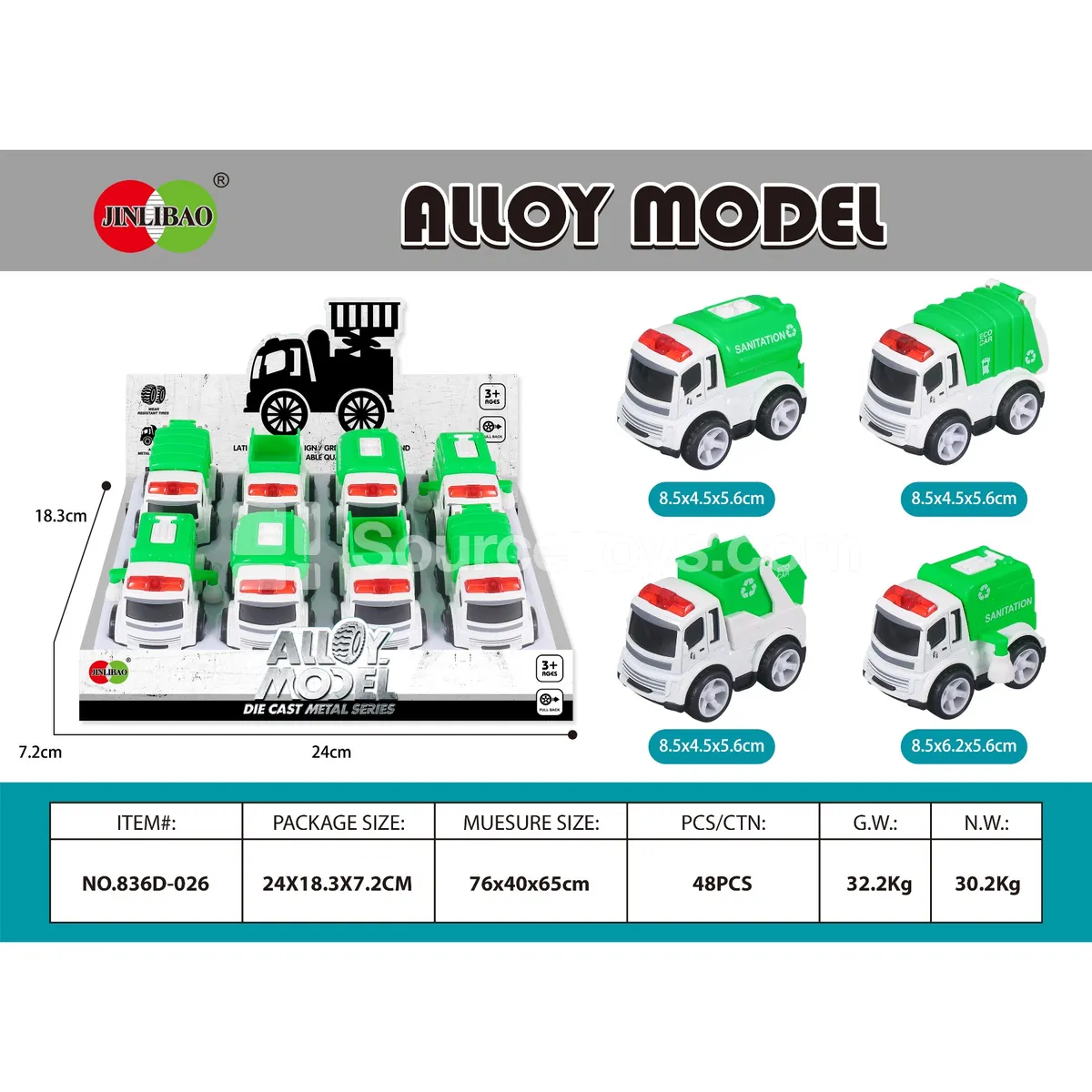 8-Piece Display Box Alloy Friction City Sanitation Vehicle Set 8-Piece Display Box Alloy Friction City Sanitation Vehicle Set