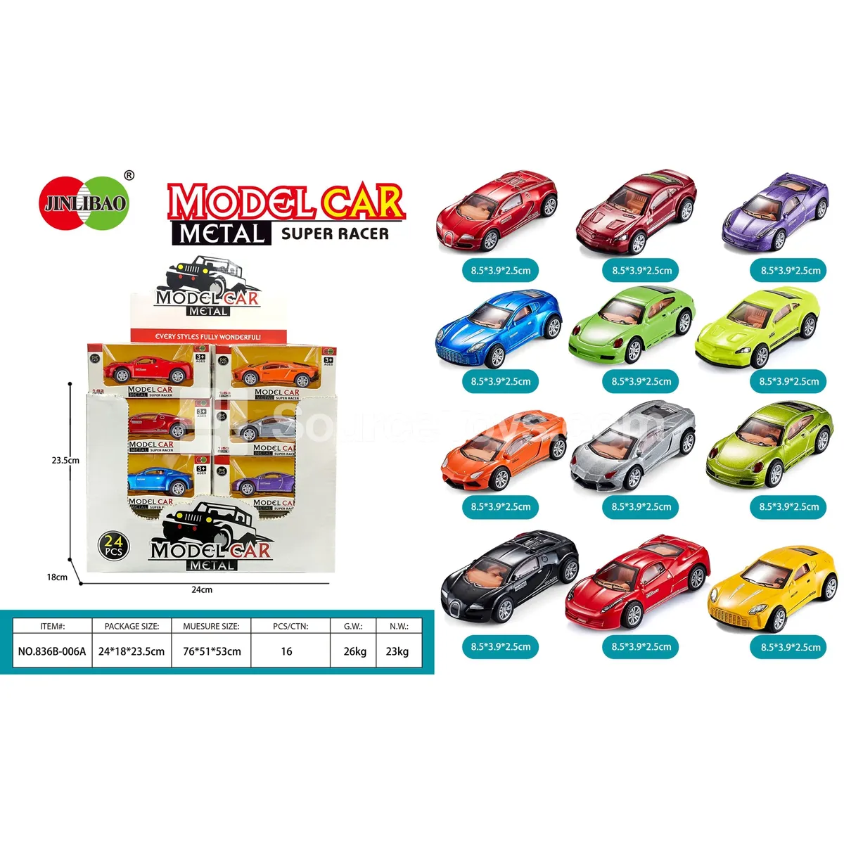 24PCS Display Box Pull-Back Alloy Racing Cars 24PCS Display Box Pull-Back Alloy Racing Cars