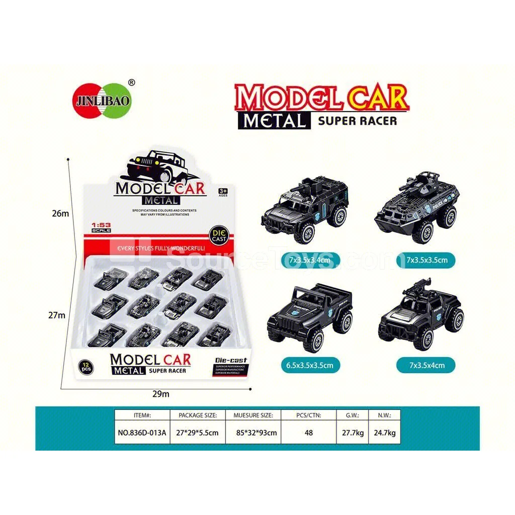 12pcs Display Box Ride-on Alloy Police Car 12pcs Display Box Ride-on Alloy Police Car