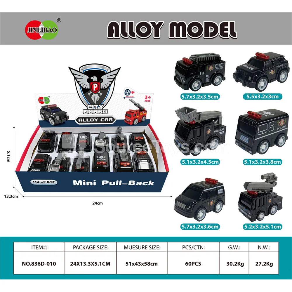 Mini Q-Style Friction Police Car Set, 12 pcs Display Box Mini Q-Style Friction Police Car Set, 12 pcs Display Box