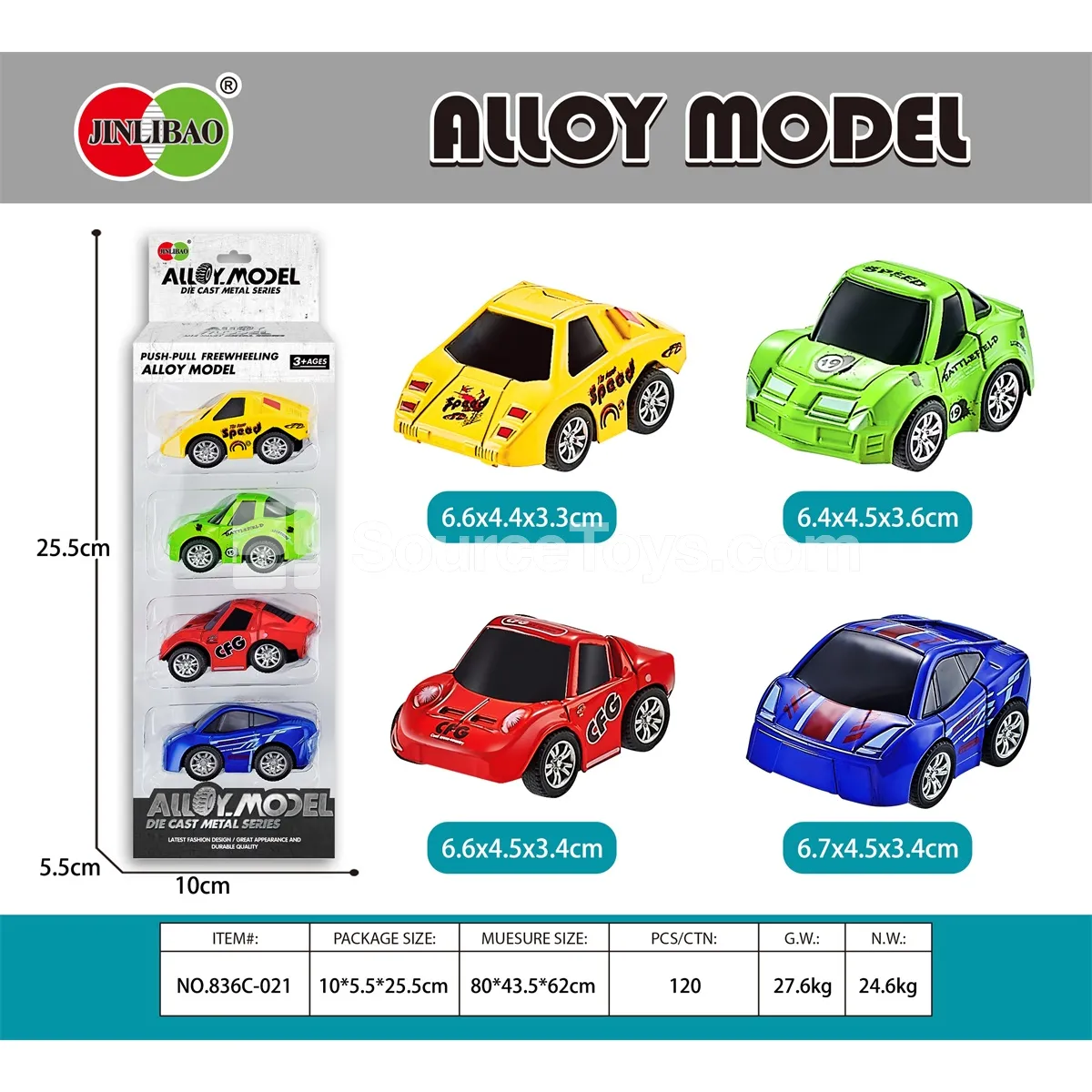 4PCS Alloy Pull-Back Racing Cars in Window Box 4PCS Alloy Pull-Back Racing Cars in Window Box