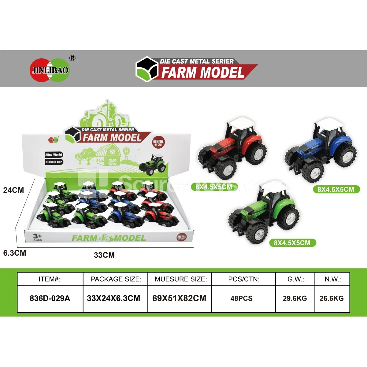 12pcs Alloy Farm Vehicle Heads in Flat Display Box 12pcs Alloy Farm Vehicle Heads in Flat Display Box