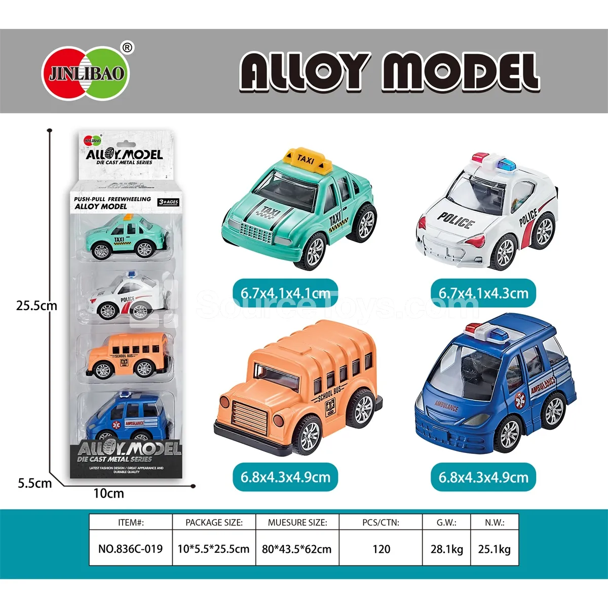 4PCS Window Box Alloy Q-Style Pull-Back City Cars 4PCS Window Box Alloy Q-Style Pull-Back City Cars
