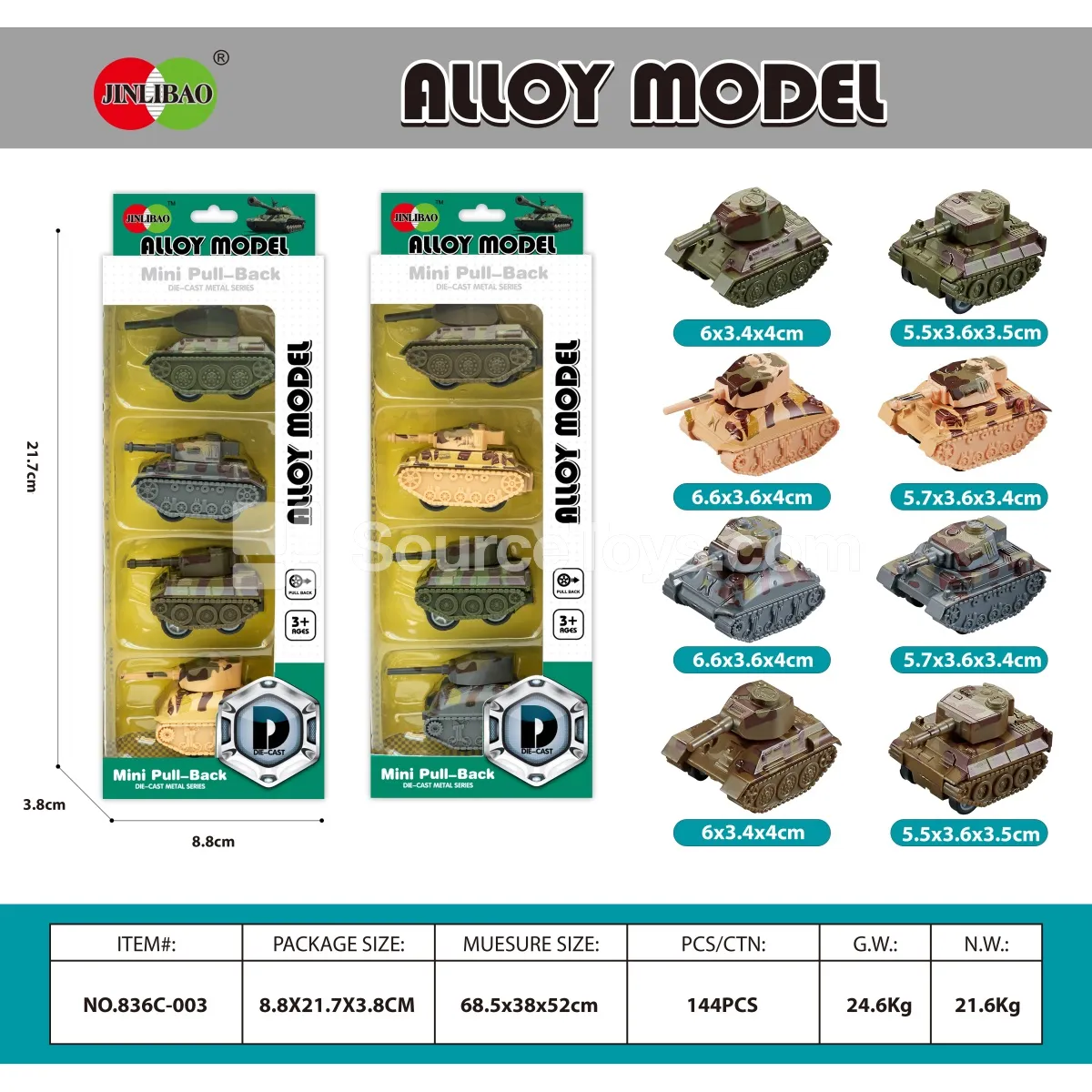 Mini Q-Version Friction-Powered Alloy Tank Set with Window Box Mini Q-Version Friction-Powered Alloy Tank Set with Window Box