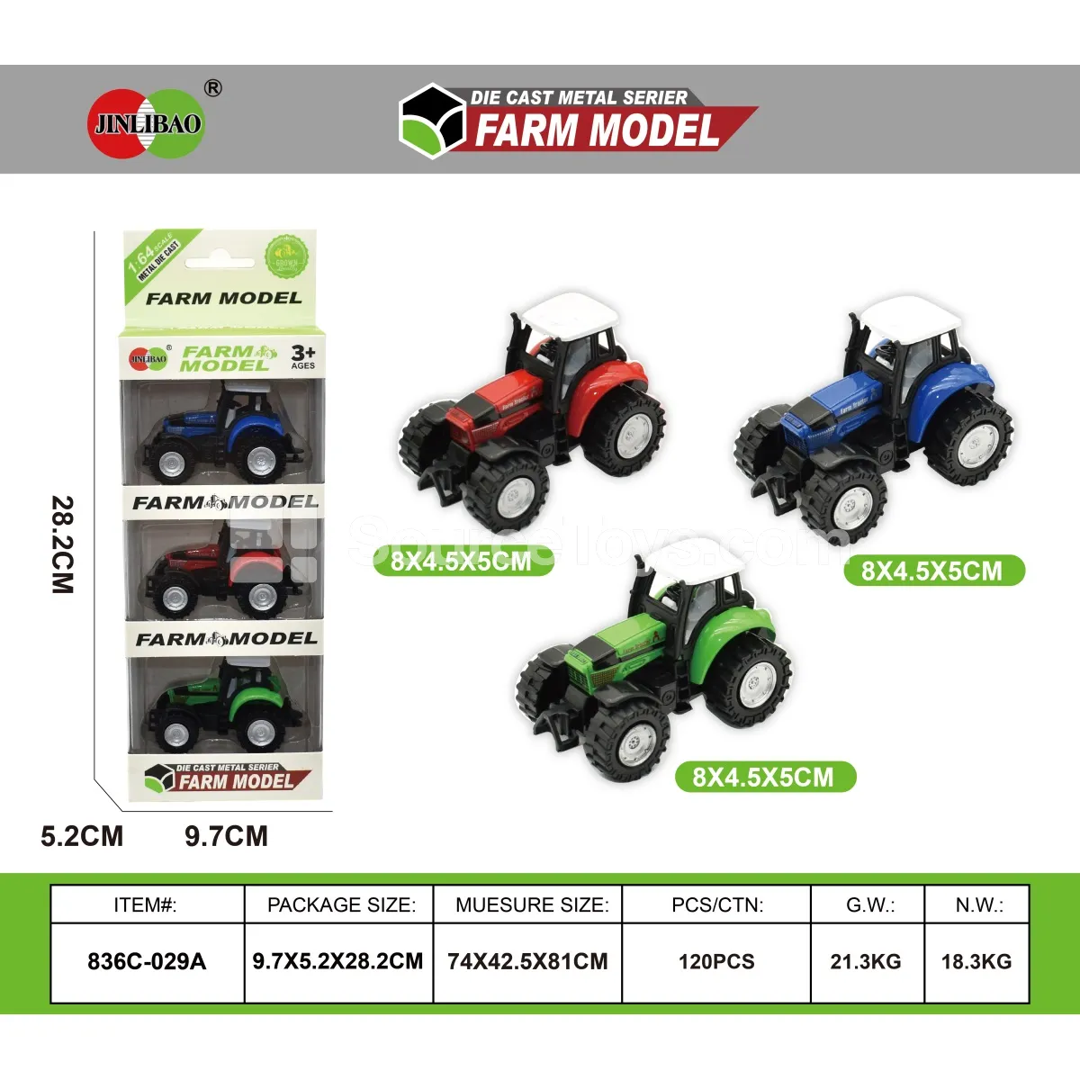 3-Piece Window Box Alloy Ride-On Farm Truck 3-Piece Window Box Alloy Ride-On Farm Truck
