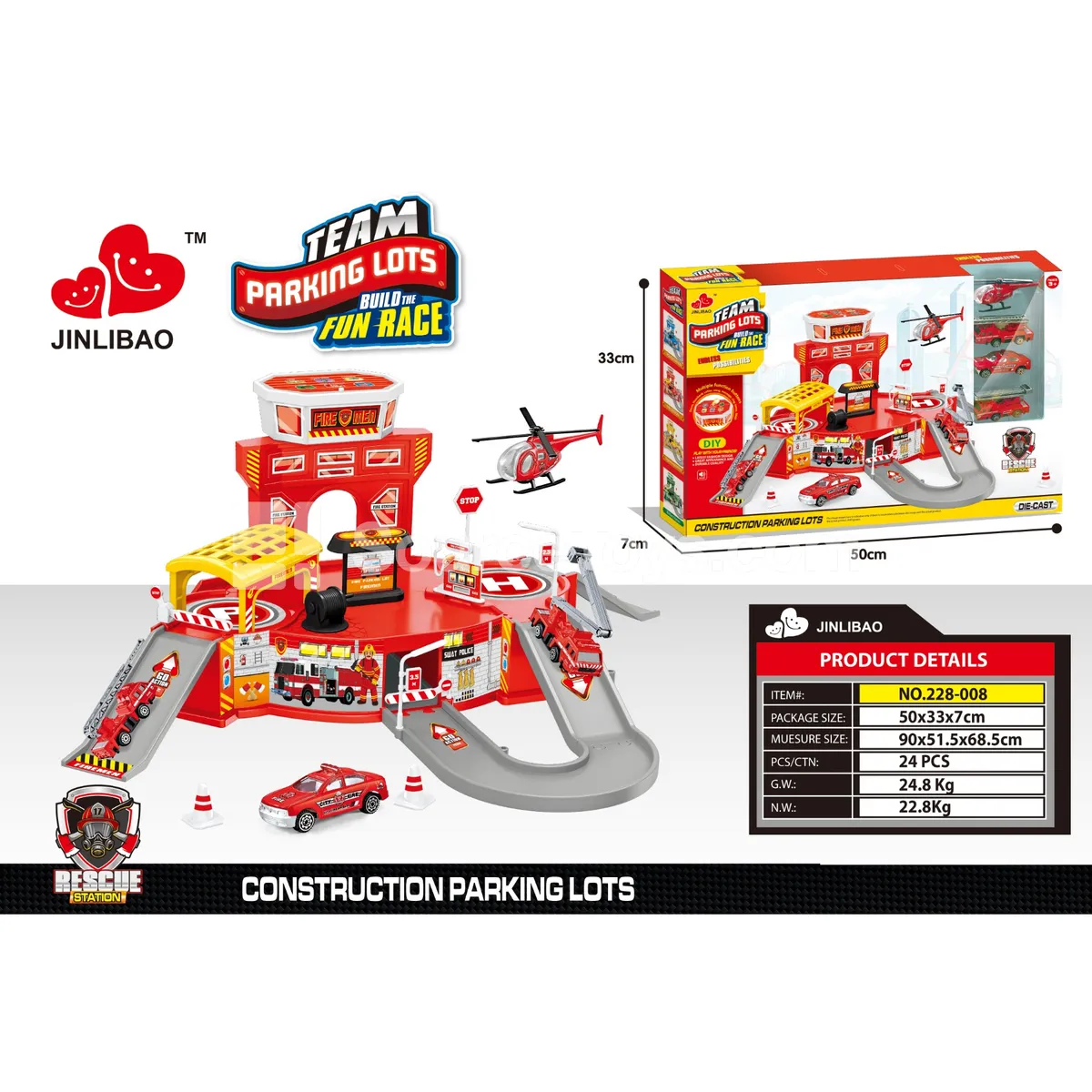 Triumphal Arch Fire Station with Music Box and 4 Alloy Cars Triumphal Arch Fire Station with Music Box and 4 Alloy Cars